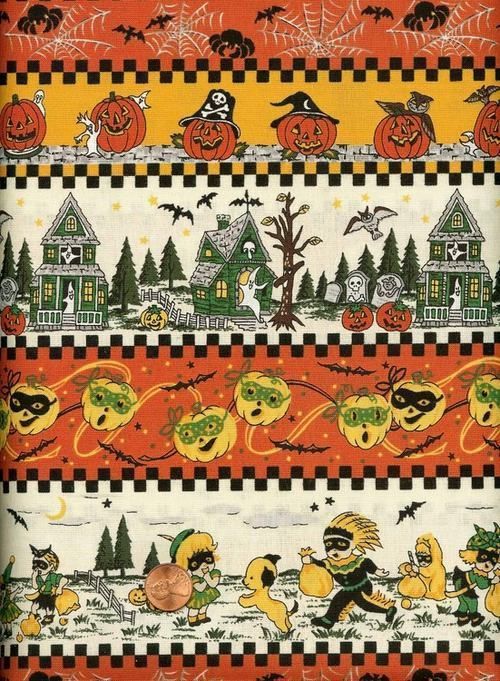 RJR TRICK OR TREAT PARADE STRIPES HALLOWEEN FABRIC  