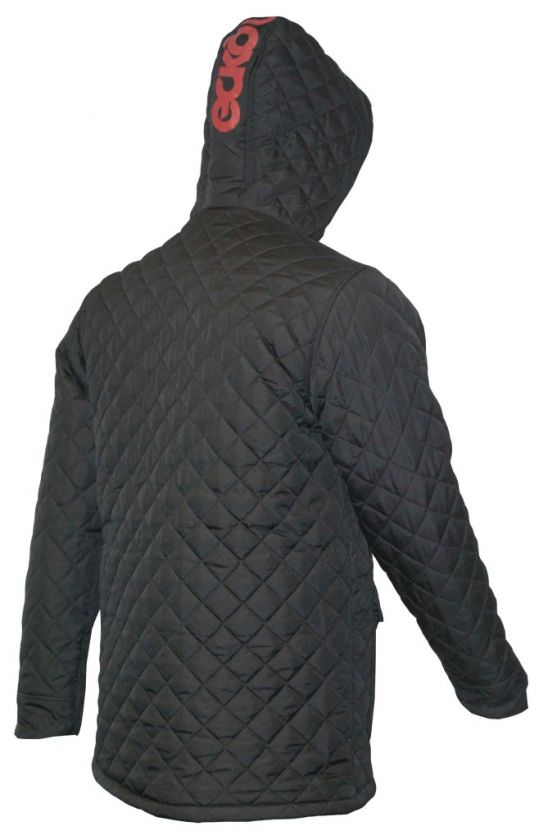 MENS ECKO FULL ZIP HOODED TOP BLACK QUILTED JACKET  