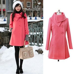   Womens Wool Coat Lady Trench Winter Coat Long Jacket Outwear Overcoat