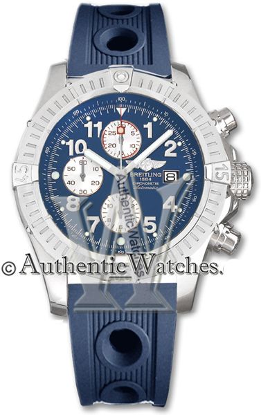 BREITLING AEROMARINE SUPER AVENGER WATCH on BLUE OCEAN RACER STRAP 