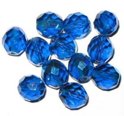 CZECH TRADITION COBALT FIRE POLISHED GLASS BEADS 6mm  