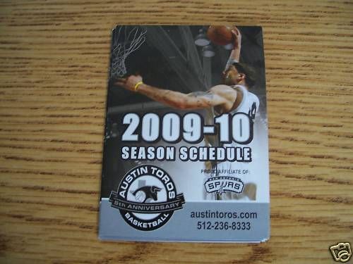 2009 10 D League Austin Toros BK Pocket Schedule  