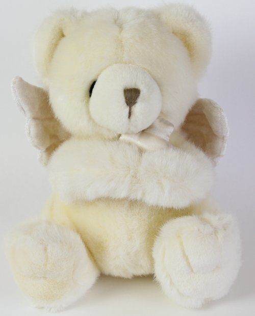 Russ Berrie Baby Plush White Prayer Teddy Bear Angel Wing Cross 