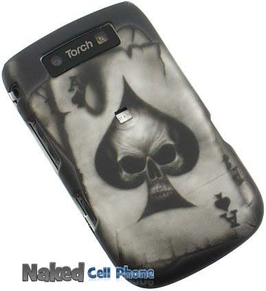 POCKET ACES BLACK SKULL CASE FOR BLACKBERRY TORCH 9800  