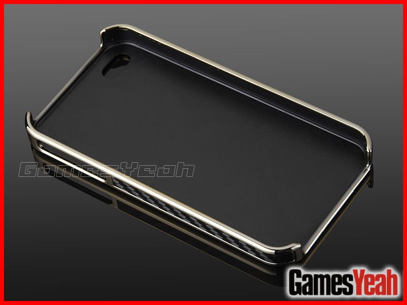 Golden Carbon Fiber Chrome Hard Case Cover F AT&T Verizon Sprint 