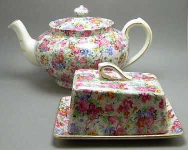 Lord Nelson Ware Marina Chintz Teapot and Cheese Dish  