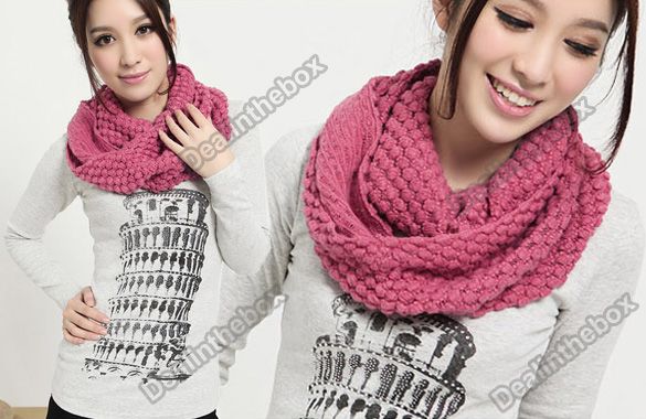 Korean Girl Bubble Dot Knitting Wool Circle Corn Scarf Neck Warmers 