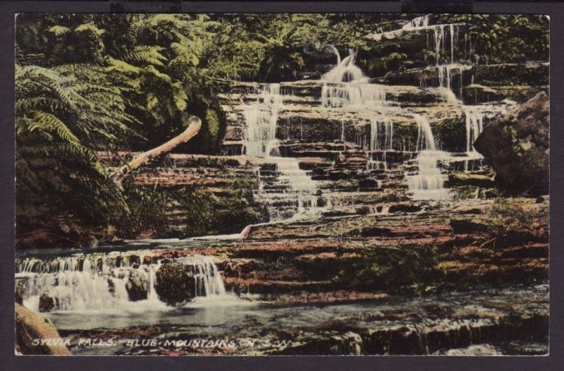 SYLVIA FALLS BLUE MOUNTAINS c1920 AUSTRALIA POSTCARD  