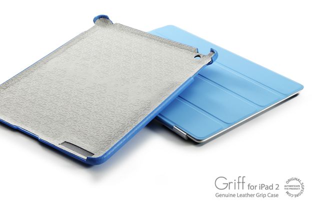 SGP Griff Leather Grip Case   iPad 2   Tender Blue 884828117252  