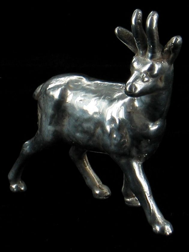 VINTAGE STERLING SILVER DEER MINIATURE FIGURINE SCULPTURE ISRAELI 