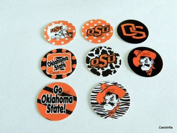 50 Precut OSU Oklahoma State Bottle Cap Images  