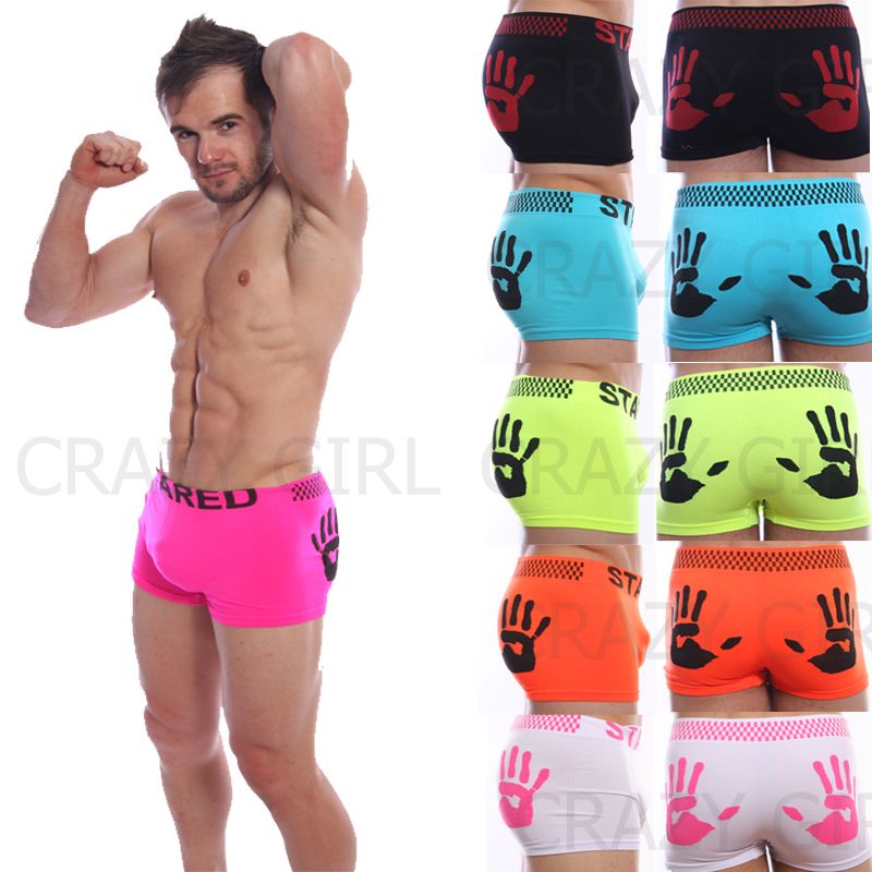 Neon Mens Pants Brief Boxer Shorts Underwear Hand Print Boxers Size S 