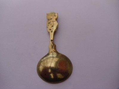 vintage brass tea caddy spoon Lincoln Imp One leg devil  