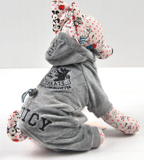 Dog Gray Hoodie Velour Jacket Coat Jumpsuit Any Size  