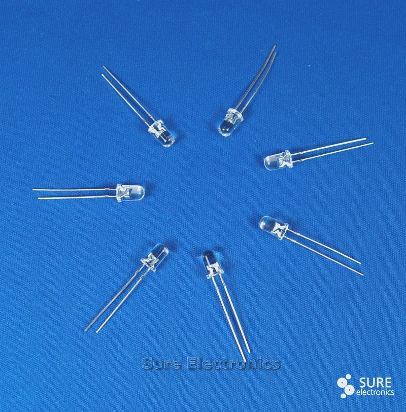 100 pcs X 5mm White LED superbright & Free Resistor  