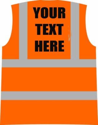 Personalised Printed Orange Hi Viz High Vis Visibility Safety Vest 