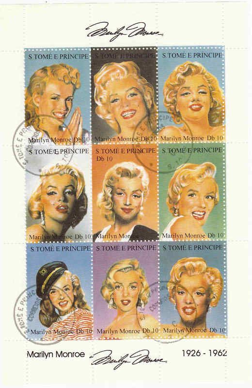 MARILYN MONROE SHEETLET 9 STAMPS St. Thomas MNH  