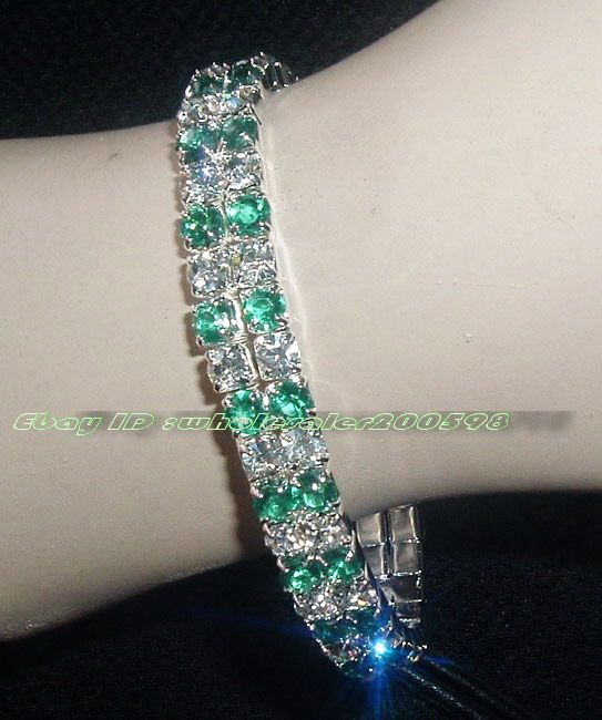 10strds 2Rows Fancy Color Rhinestone Stretchy Bracelets  