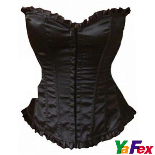 Sexy Satin lace up back Corset Bustier with G String S 2XL Free 