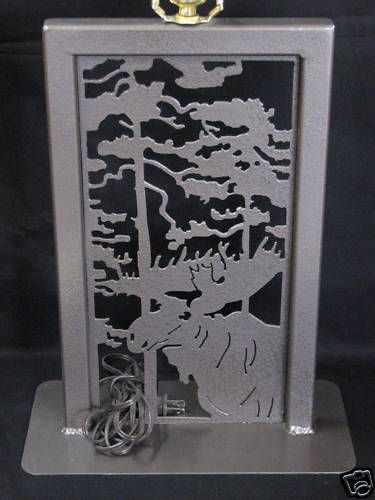 Metal Plasma Cut Moose Scene Wildlife Lamp  