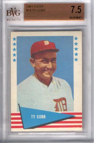 TY COBB 1961 Fleer #14 Graded BVG 7.5 Near Mint+ Detroit Tigers  