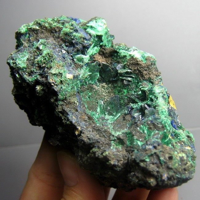 large AZURITE crystal covered by MALACHITE  AZ139  