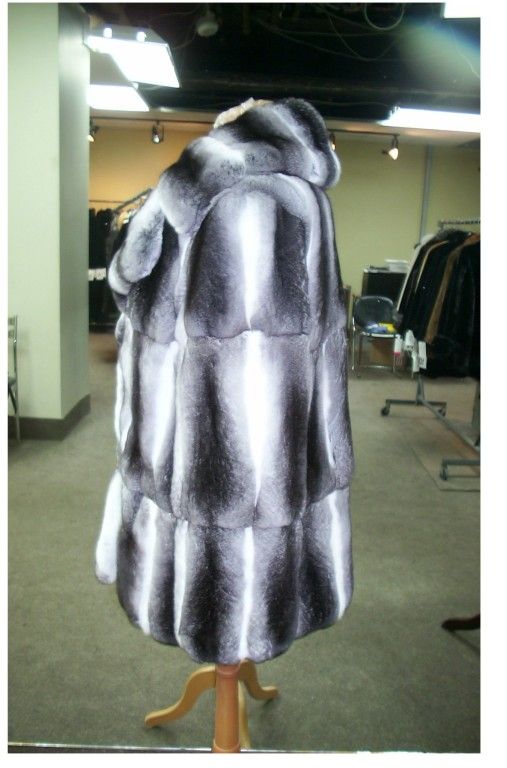 NEW WOMENS DARK EMPRESS CHINCHILLA FUR COAT JACKET  