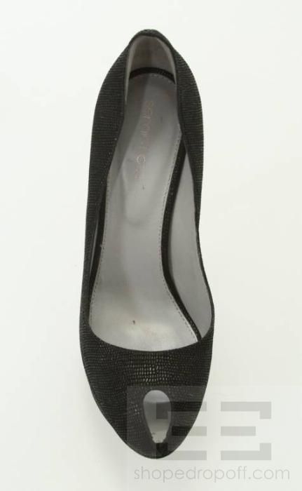 Sergio Rossi Black Leather Platform Heels Size 38, In Box $695  