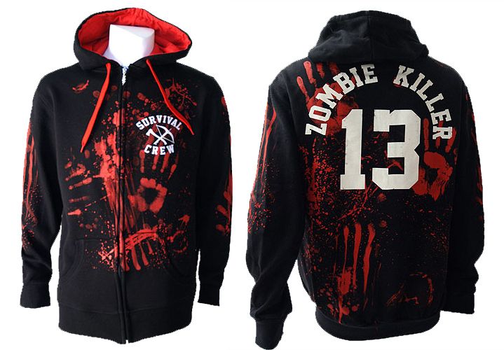 Black Darkside Zombie Killer 13 Bloody Horror Punk Rock Jumper Hoodie 