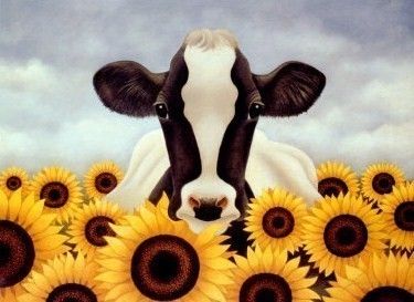 Cow and Sunflowers Handmade Cross Stitch Pattern  