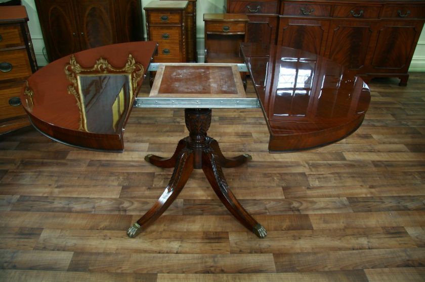 44 round mahogany dining table, drum table with leaf