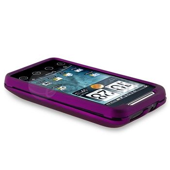 Purple Hard Case+Retract Charger For HTC EVO Shift 4G  