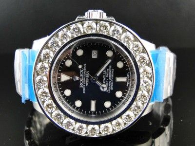 MENS BRAND NEW CUSTOM ROLEX 46 MM SEA DWELLER DEEP SEA GENUINE DIAMOND 