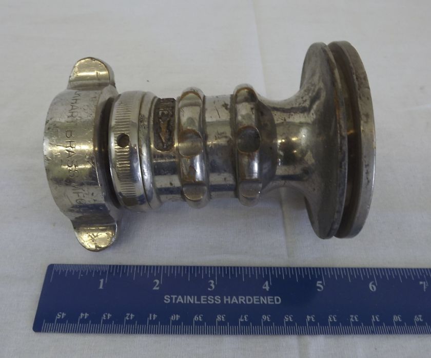 Vintage Chrome & Brass Fire Hose Nozzle Adapter Elkhart Brass MFG Co 