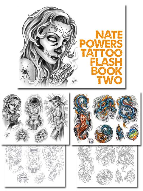 Tattoo Supplies Flash Book NATE POWERS vol 2 Gangster  