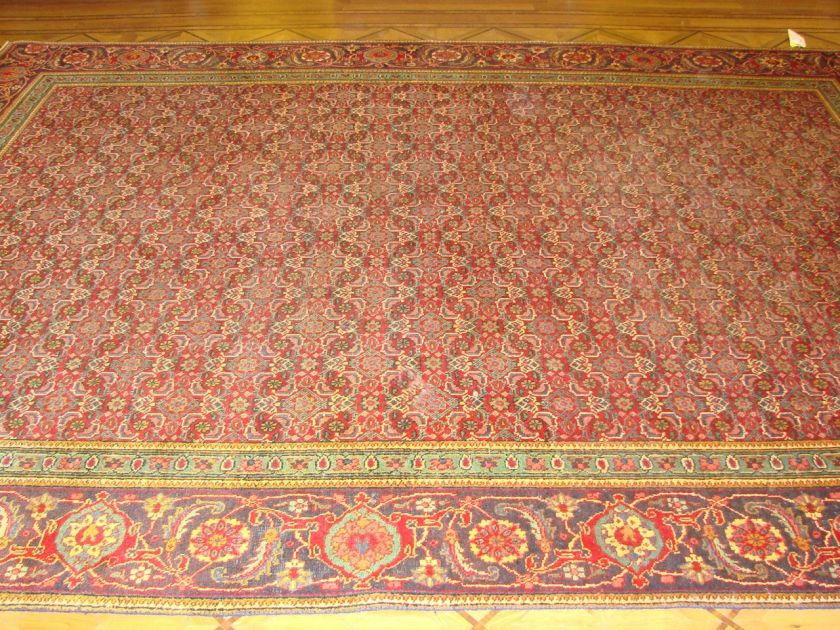   12 2 Red Blue Green Old Hand Made Persian Herati Oriental Rug  