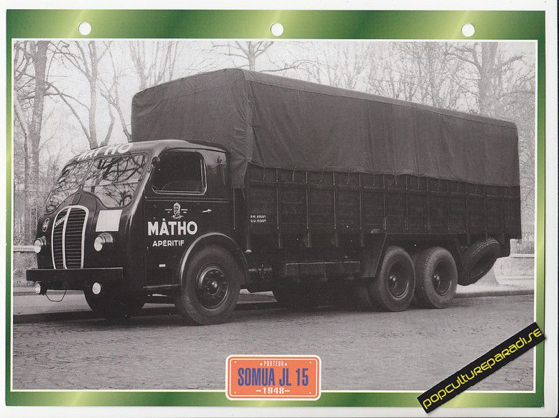 1948 SOMUA JL 15 France TRUCK HISTORY PHOTO SPEC SHEET  