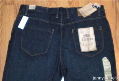 IZOD bootcut fit JEANS in a dark wash Indigo Clay wash. Sits 