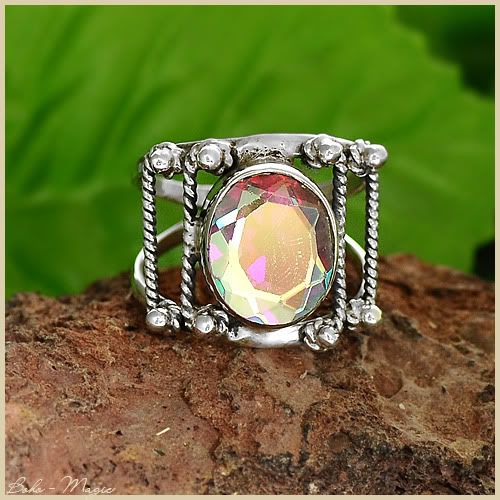 OPALITE STERLING SILVER 925 RING GEMSTONE VINTAGE BOHO  