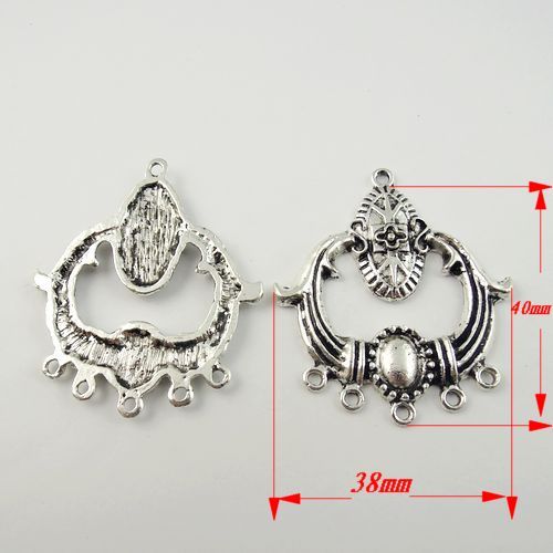 Antique style silver tone mark of king pendant charms connectors 10pcs 