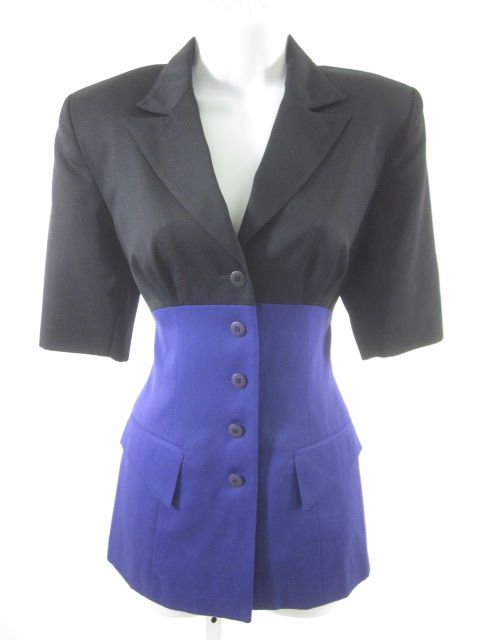 LOLITA LEMPICKA Black Purple Blazer Skirt Suit Sz 6  