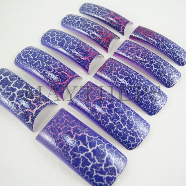 CRACKLE False French Acrylic Nail Half Tips SERIES B  