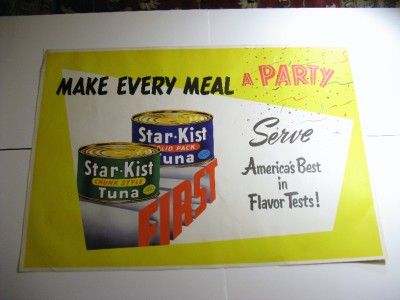 VINTAGE 41 x 29 PAPER POSTER Star Kist Tuna  