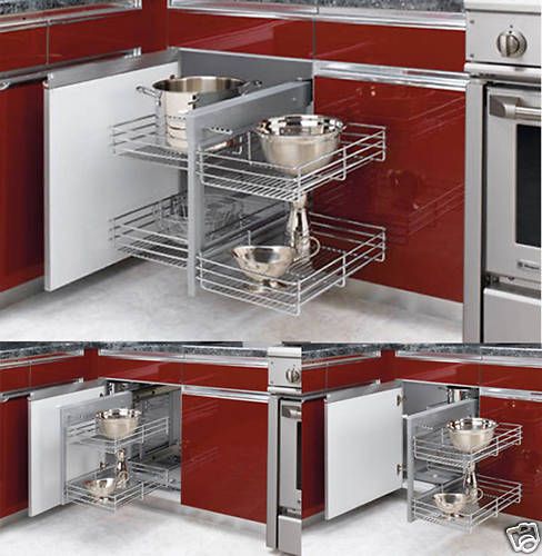   Blind Corner Cabinet Organizer, Chrome Baskets Pullout Kitchen cabinet