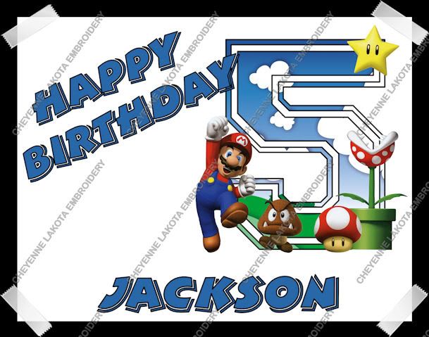 MARIO BROTHERS BIG NUMBER PERSONALIZED EDIBLE BIRTHDAY CAKE TOPPER 