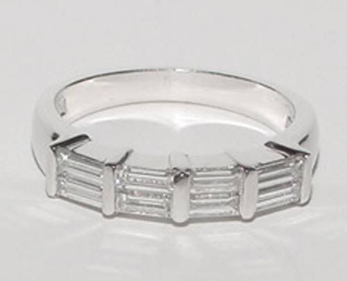14K White Gold Baguette F/VS Diamond Ring Wedding Band Size 6  