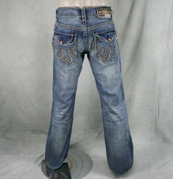 MEK Denim Jeans Mens MEKNES medium Blue SADDLE Bootcut  