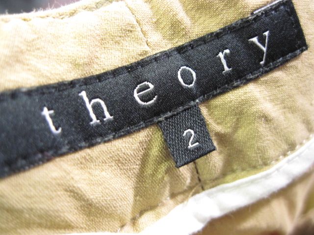 THEORY Tan Linen Cropped Pants Slacks Trousers Size 2  