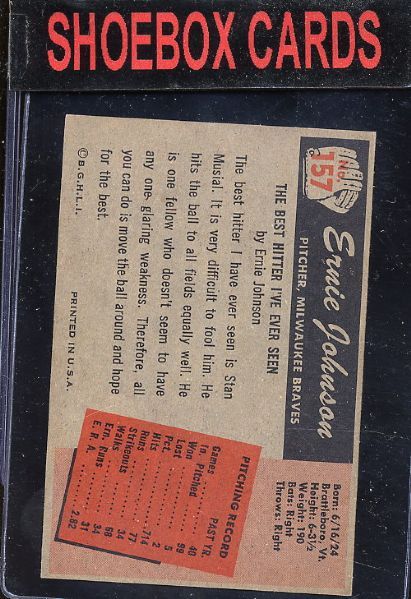 1955 Bowman 157 Ernie Johnson ERROR EX+  