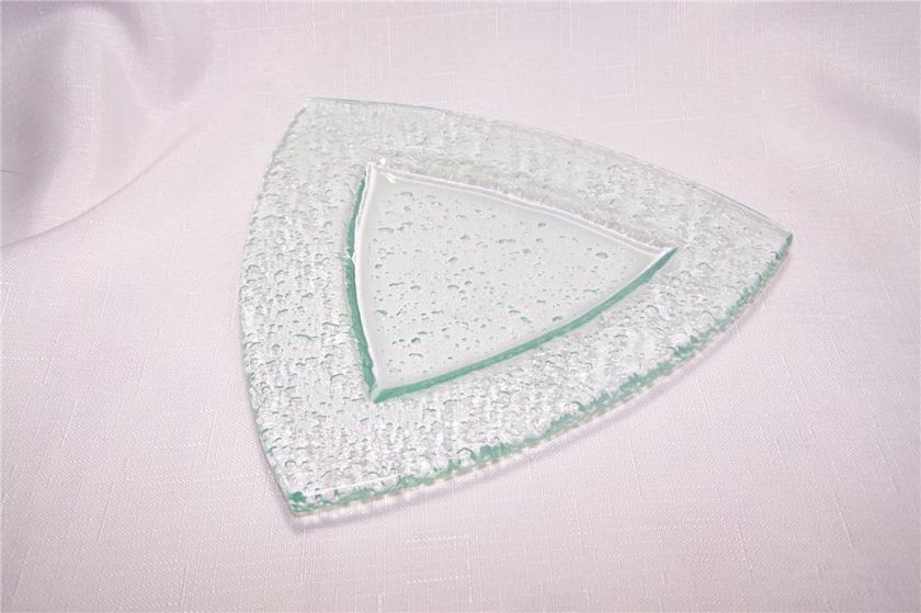 Light Green Glacier Glass Triangle Sushi Candle Plate  